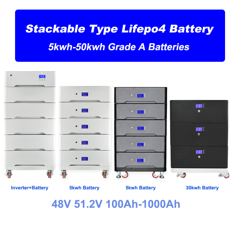 Stackable Modular 48v Lithium Ion Battery Lifepo4 200ah 600ah 20kwh 30kwh 40kwh 50kwh Battery Pack For Solar Home Power System