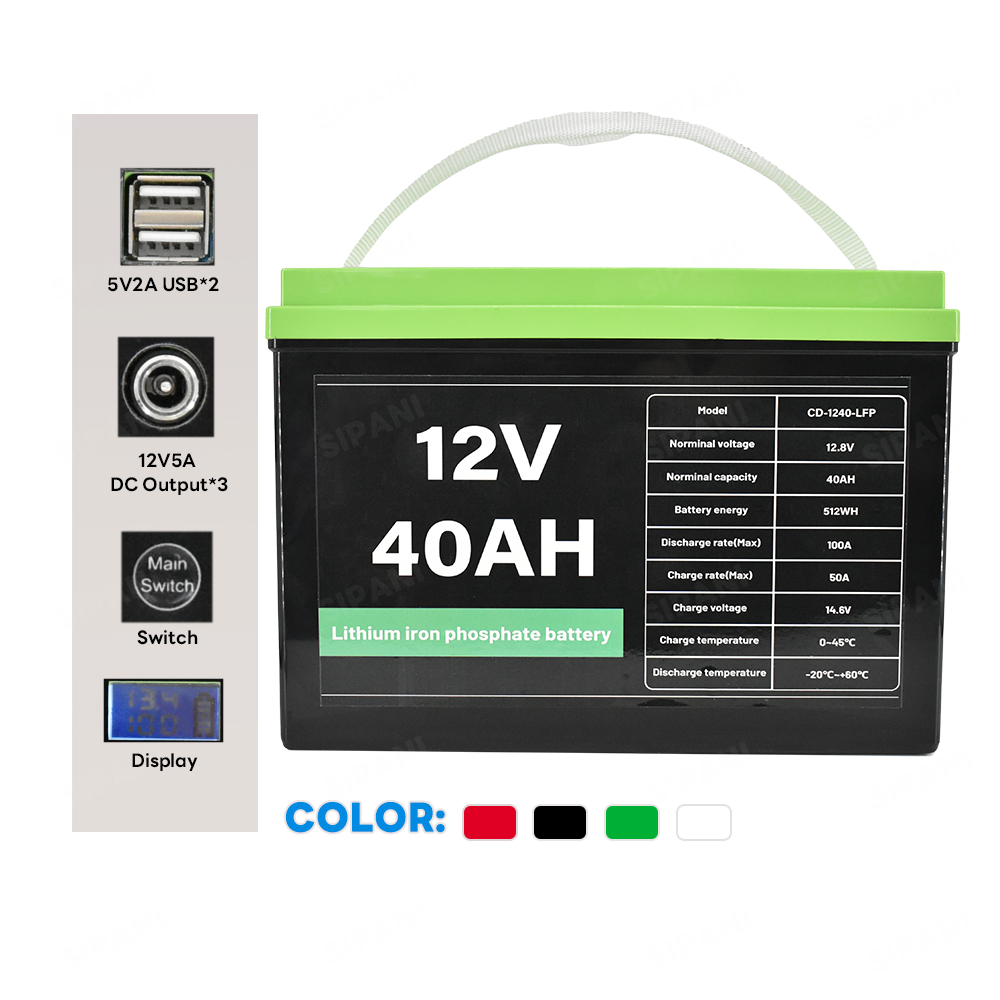 12V 40Ah 100Ah LFP Battery USB DC Output Lithium Iron Phosphate Battery LiFePO4