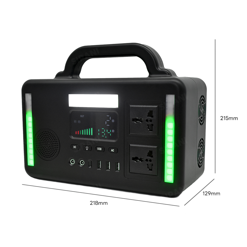 Portable Power Station 300W Power Bank with AC Outlet 216Wh Solar Generator with LED Light Bluetooth Speaker Portable Generators Battery Backup Power Supply for Outdoor Camping Travel Emergency