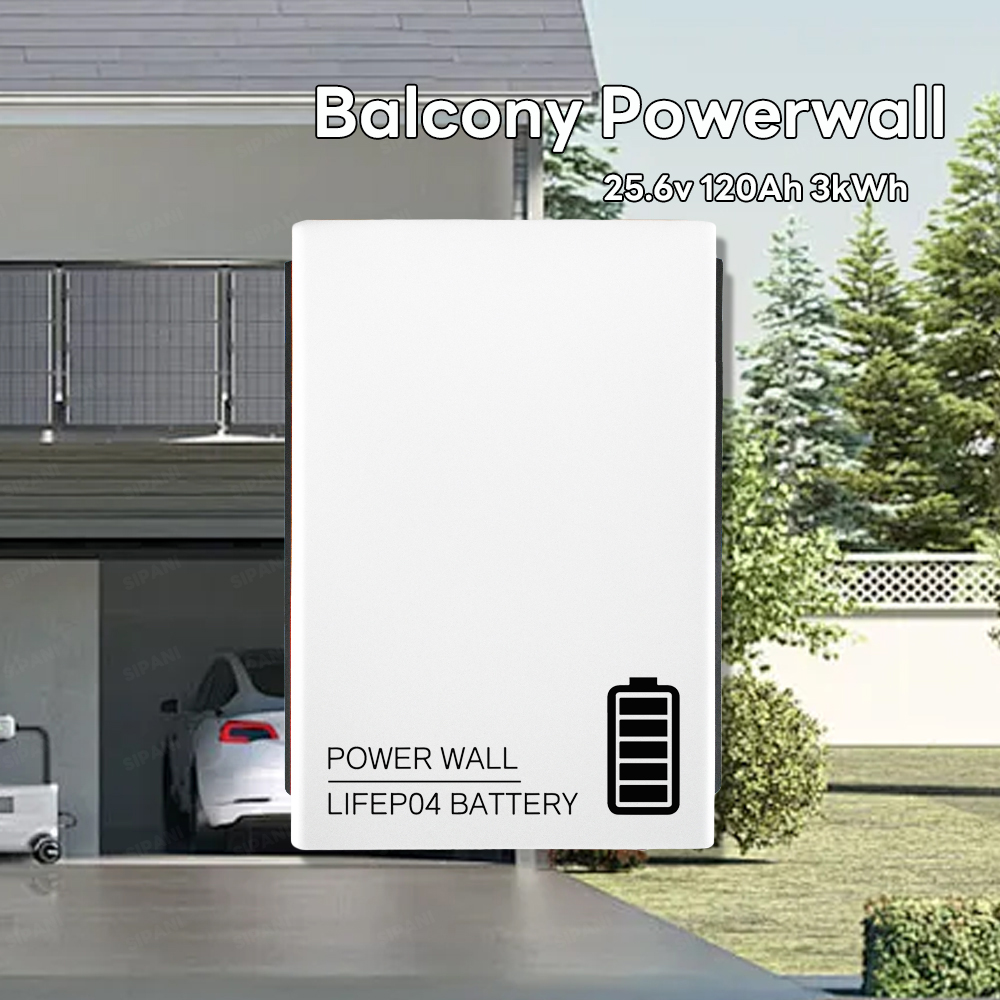 EU Mini Balcony Solar Panel System Micro 3kwh Powerwall Battery Home Complete Energy Storage System Micro Inverter Balcony PV 24V 120Ah Wall Mounted Lifepo4 Battery