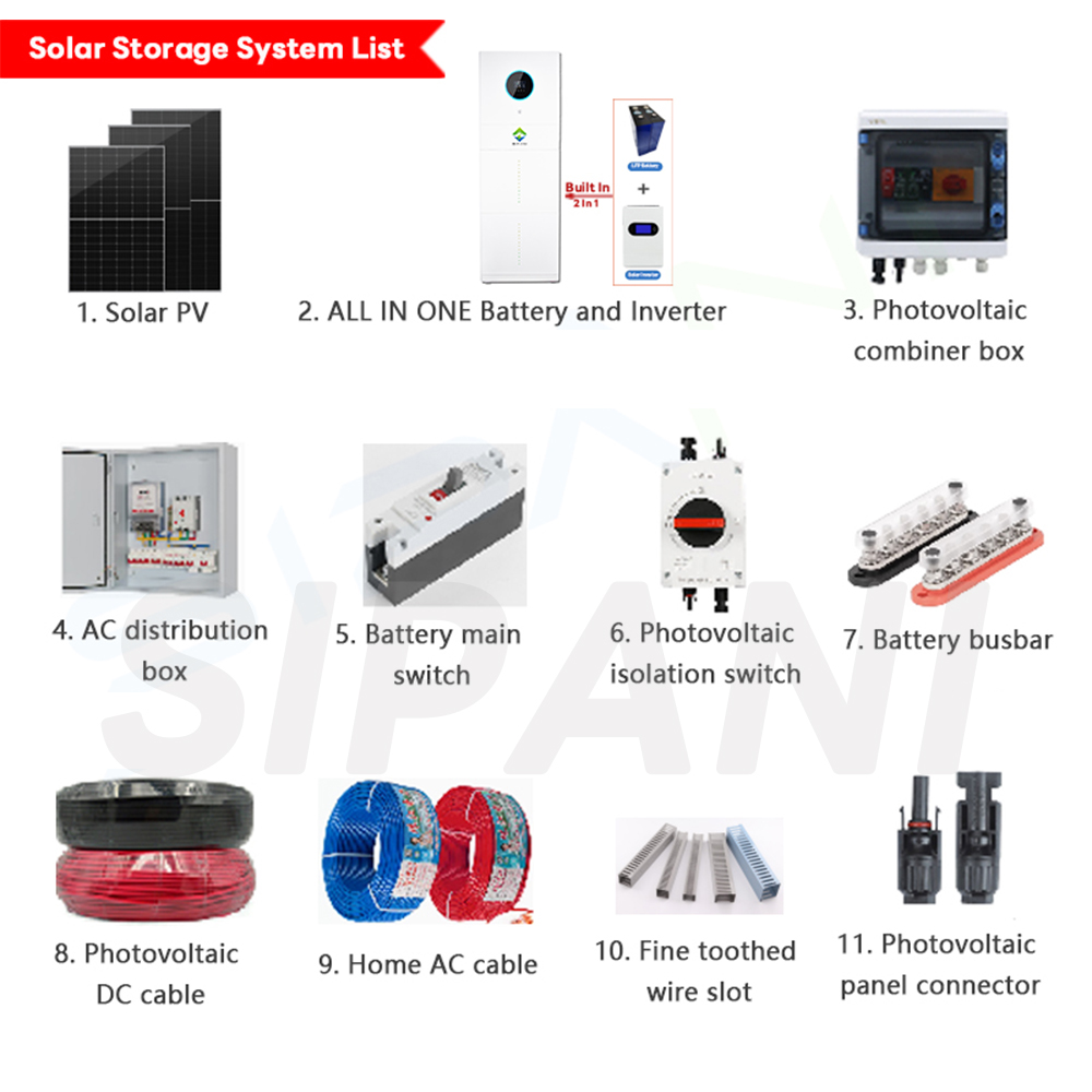 SIPANI Vertical All In One Energy Storage System 10kWh 15kWh 20kWh Battery with Built-in 5KW 8KW Inverter