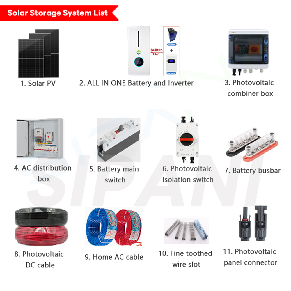 SIPANI Wall Mounted Solar Energy Storage All In One Battery and Inverter