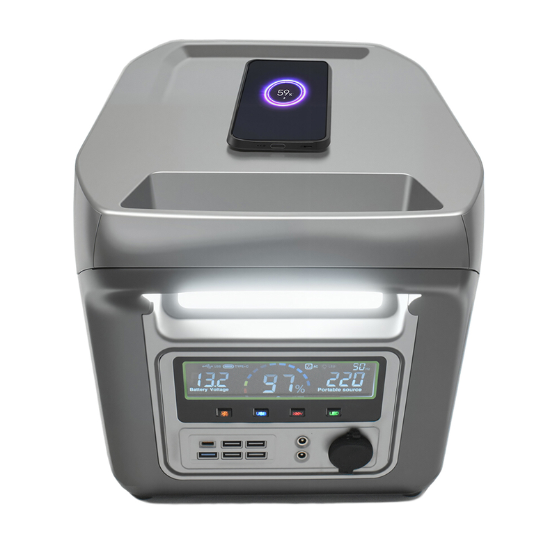SIPANI Portable Power Station - 1000W, Lithium-Ion (LFP), AC, DC, USB-A, USB-C, QC 3.0, Wireless Charging